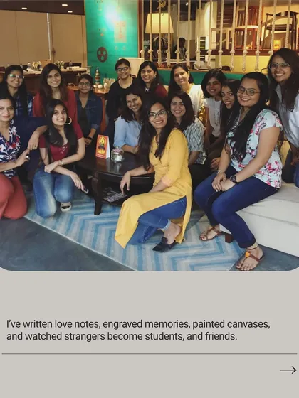 This photo is from one of my early workshops, and it holds so much meaning for me. It represents the community that forms when people gather to create. Strangers become students, and students become friends.