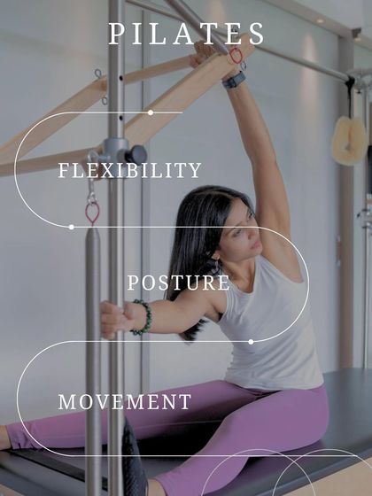 This graphic highlights the core benefits of Pilates: improved flexibility, better posture, and graceful movement.