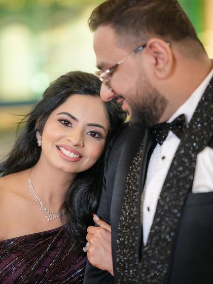 More shots of our elegant reception looks, showcasing the beautiful details and the happy, glowing brides.