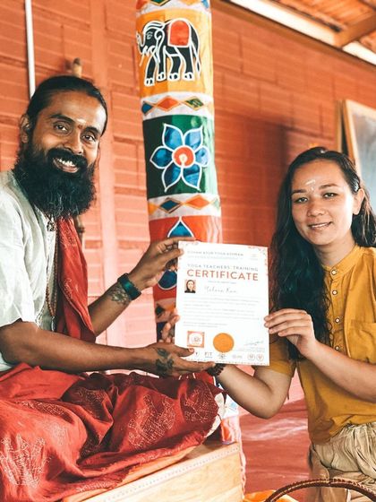 I am filled with pride as I present a new graduate with his Yoga Teacher Training Certificate. Each certificate represents a personal journey of dedication, growth, and the courage to step onto a new path.