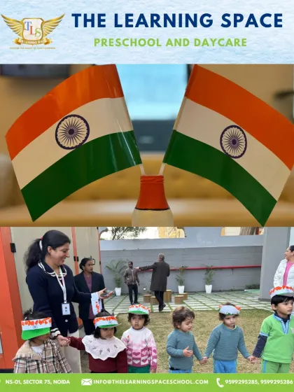 Our little patriots holding hands during the Republic Day celebration. We teach the values of unity and togetherness from the very beginning.
