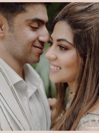 An intimate close-up of Rupen and Shikha, capturing the subtle and loving look they share.