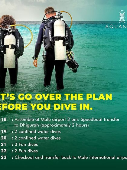 Planning is key for a successful trip. This graphic shows the itinerary for our Maldives trip, ensuring everyone knows the schedule for dives and transfers.