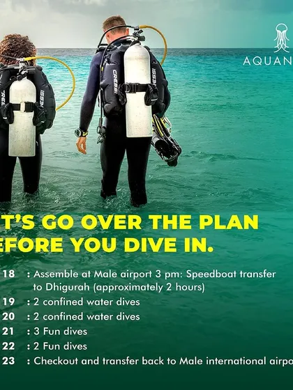 Planning is key for a successful trip. This graphic shows the itinerary for our Maldives trip, ensuring everyone knows the schedule for dives and transfers.