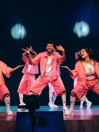 The pure fun and energy of our hip-hop fusion piece, captured in a moment of synchronized joy.