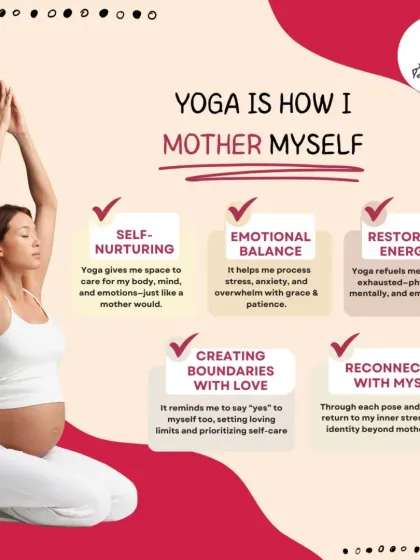 For me, yoga is a form of self-mothering. It’s about creating space to nurture my body, balance my emotions, and restore my energy. This infographic breaks down how the practice helps me reconnect with myself, especially on the journey of motherhood.