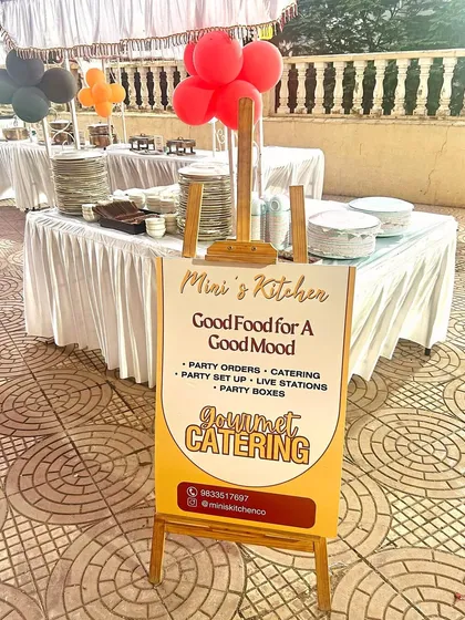 The welcome sign for a fun-filled kids' party. It lets guests know they're in for a treat with party orders, live stations, and a great buffet.