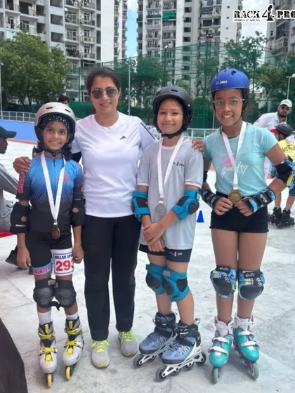 Celebrating the success of our talented skaters at the Interschool Skating Competition. It is a proud moment for me to stand with these champions, who have shown incredible dedication and skill.