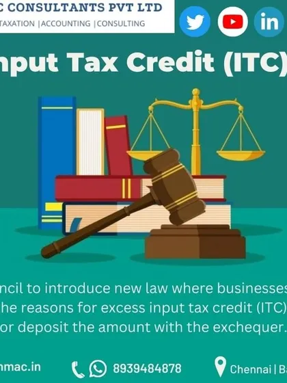 The GST Council is introducing a new law regarding excess Input Tax Credit (ITC) claims. Businesses will now need to explain the reasons for any excess ITC claimed or deposit the amount back. I help clients maintain accurate ITC records to prepare for this.