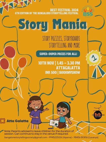 'Story Mania' is a high-energy, game-filled event for kids who love puzzles, codes, and creating stories. It is a super-duper fun session with prizes for all.