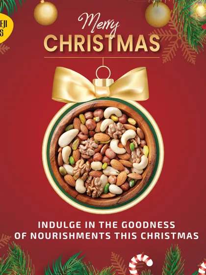 Indulge in the goodness of nourishment this Christmas. A bowl of my premium mixed nuts inside a festive ornament is a perfect symbol of a healthy celebration.