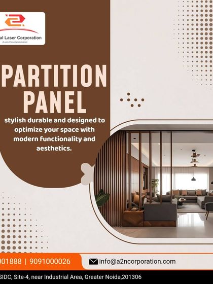 This graphic illustrates the use of partition panels to optimize a living space. The vertical slat design creates a visual division between areas without completely closing them off, maintaining an open and modern aesthetic.