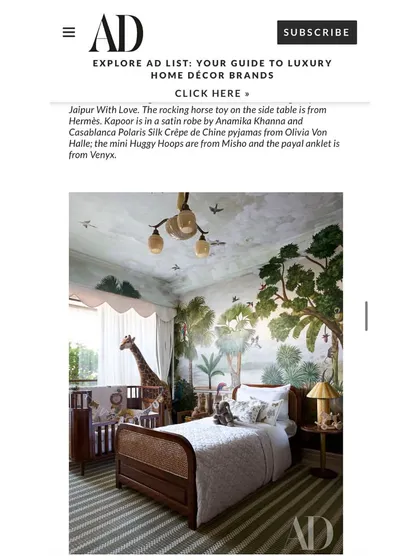 Another beautiful shot from the AD feature, showing the full scope of the jungle-themed nursery. Seeing my work published is always an incredibly rewarding moment.