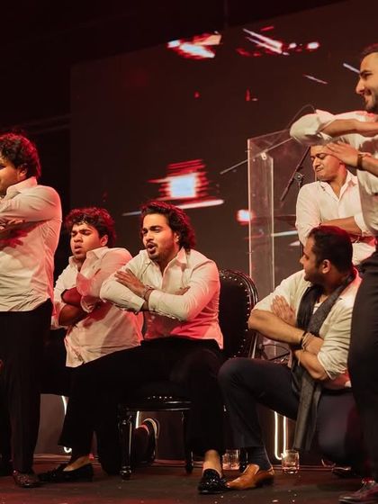 The groomsmen bringing their A-game. We choreographed this powerful, synchronized performance that was full of sharp moves and high energy, and they absolutely nailed it.