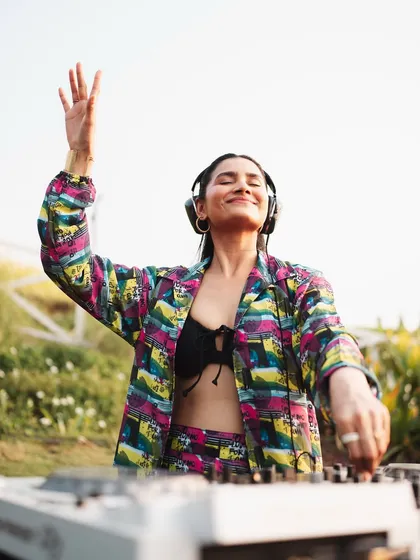 Feeling the music at Rockpool, W Goa. A candid moment of me enjoying the mix during a perfect sunset DJ set.
