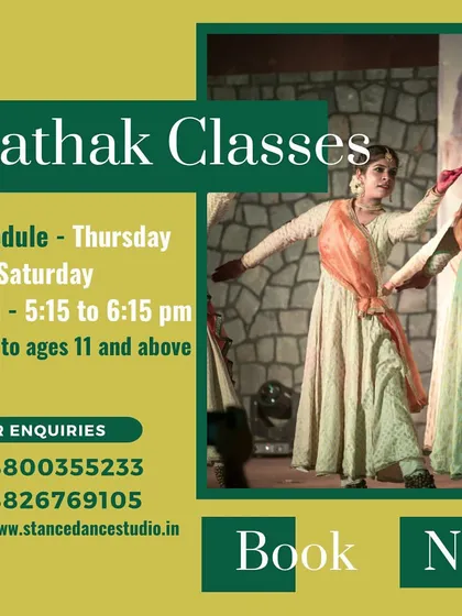 Step up your dance game and experience the beauty of Kathak. Join our classes, open to ages 11 and above, and follow the rhythm of grace.