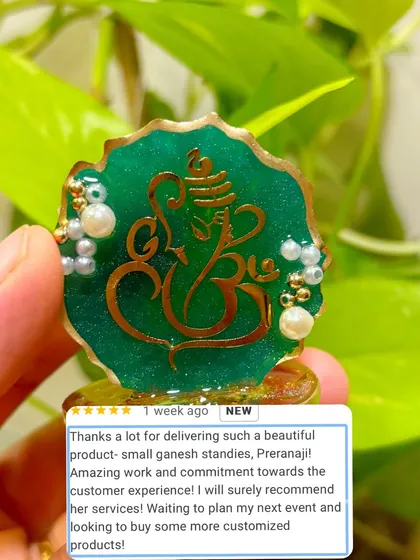 I'm officially 5-star rated on Google. This image showcases a beautiful Ganesha standee alongside a wonderful review from a client who appreciated my work and commitment.