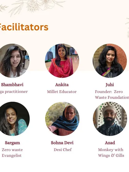 Meet the facilitators for our 'Yog & Culinary Retreat'. Our team includes yoga practitioners, millet educators, and zero-waste evangelists, all coming together to create a holistic, sustainable experience.