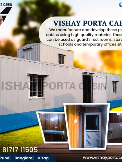 I manufacture portable cabins for various uses, from guard rest rooms to temporary office sites. This unit shows a multi-room configuration with an attached, fully fitted toilet, demonstrating the custom layouts I can create.