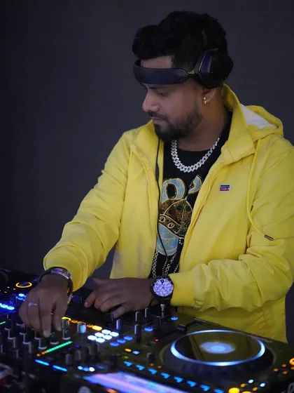 Locked in and focused on the mix. This is me in my element, crafting the perfect set to keep the energy high all night long at a club in Bangalore.