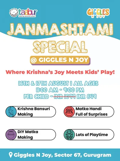 A Janmashtami Special at Giggles N Joy, where kids can make their own Krishna bansuri and DIY matkas.