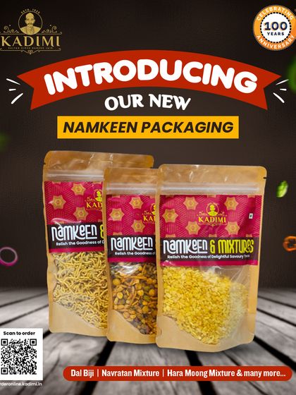 We have a new look for our delicious namkeen. Our Dal Biji, Navratan Mixture, and Hara Moong Mixture now come in new packaging, but with the same authentic taste.