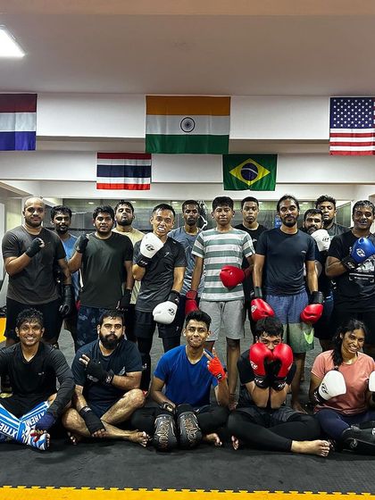 A full house for our kickboxing class. We are a diverse group united by our love for martial arts.
