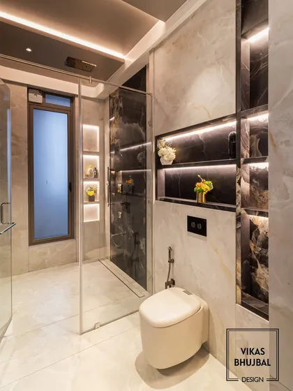 Another angle of the same space, showing the thoughtful composition of materials and light. Every detail is designed to contribute to a feeling of calm and refined luxury.