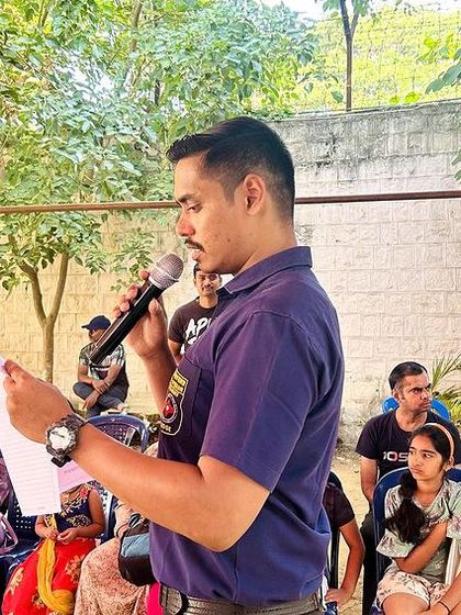 Speaking to the participants and audience during our championship event. It is important to share the rules and the spirit of the competition.