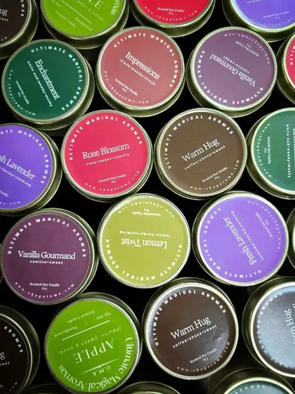 To help you or your customers find the perfect scent, I offer these mini metal charm candles in a wide variety of fragrances. They are ideal as samples for white-label clients or as small favors in bulk event orders.