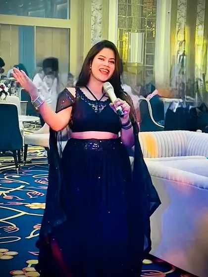Hosting in a classic black lehenga. This is a versatile look that works for many different evening events.