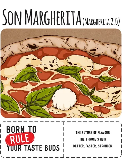 An illustrated look at our Son Margherita, or Margherita 2.0. It's the future of flavor, an upgraded classic born to rule your taste buds.