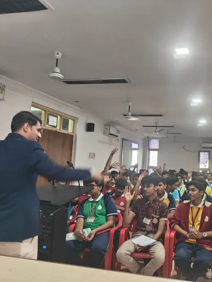 An interactive Q&A session with 10th-grade students at DAV Public School. Answering their questions about stream selection and career choices is a crucial part of my mission to provide clear, honest guidance.