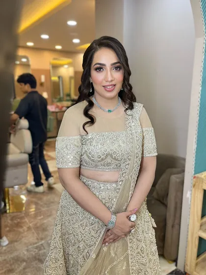 A beautiful engagement makeup look by one of my talented artists. The makeup is soft, shimmery, and absolutely flawless.