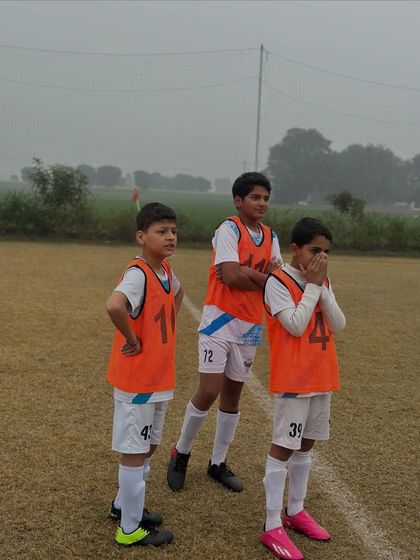 Our U-14 stars during a training break. Even when resting, they are focused and ready for the next drill.