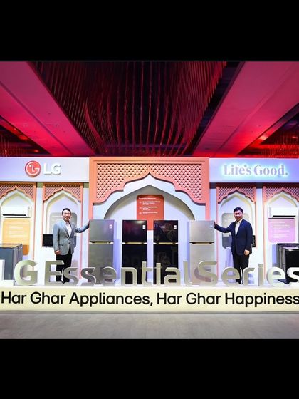 The product display zone at the LG Essential Series launch. We manage the technicals for the entire event, including exhibition areas.