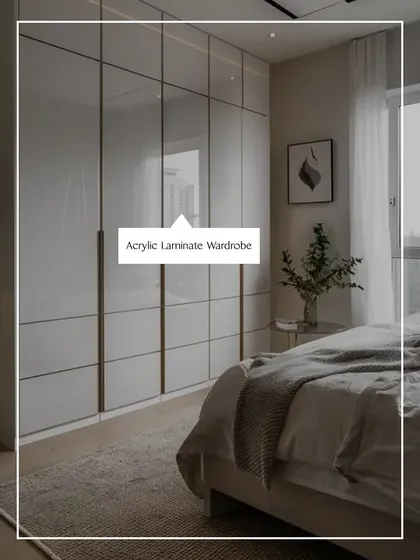A look at various wardrobe shutter finishes I offer. From the warmth of veneer and the sleekness of acrylic laminate to the texture of PU finish, each option is designed to transform your storage into a statement piece.