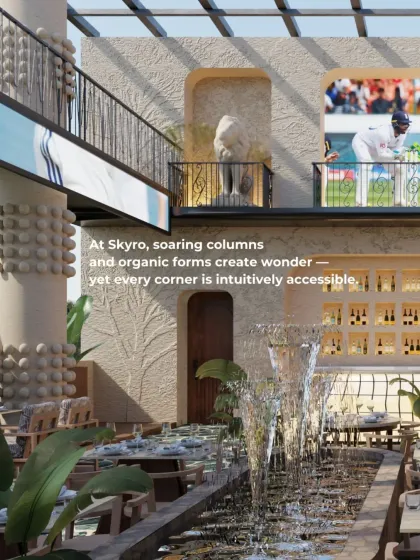At Skyro, soaring columns and organic forms create a sense of wonder. Yet, every corner is designed to be intuitively accessible, balancing immersive storytelling with practical functionality.