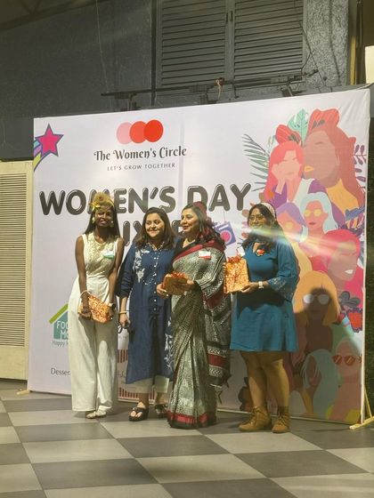 On stage with other amazing women entrepreneurs at The Women's Circle event. It's all about connecting, collaborating, and conquering together.