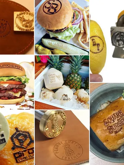 We now offer custom hot stamping services to personalize your event. We can stamp your logo or monogram on everything from coconuts and burger buns to leather goods.