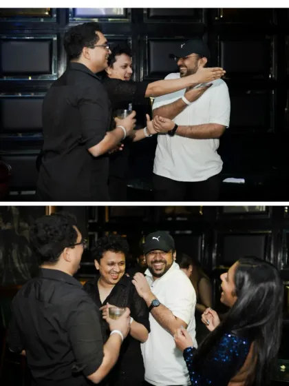 The groom celebrating with his friends. Capturing these moments of friendship and joy is an important part of the wedding story.