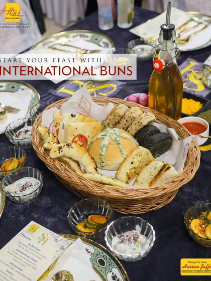 Start your feast with our basket of international buns. We offer an assortment of freshly baked breads, from focaccia to dinner rolls, served with various dips and butters.