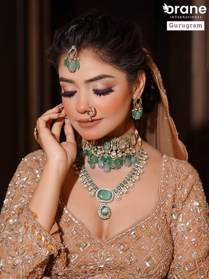 A close up shot focusing on the flawless eye makeup and glowing skin. I teach techniques like cut crease and blending to create depth and elegance, essential skills for any professional makeup artist.