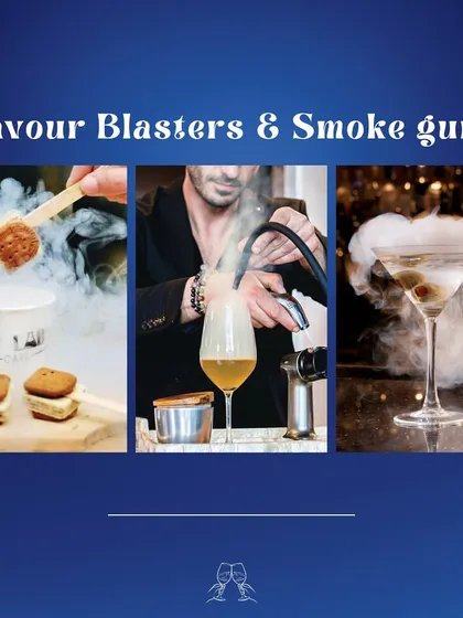 We use flavor blasters and smoke guns to add a dramatic and aromatic element to our cocktails. This technique creates a captivating "wow" moment for guests and enhances the taste of the drink.