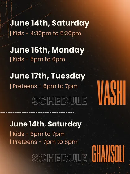 Free workshop schedule for our Vashi and Ghansoli branches. This is a chance for young dancers to join the RUH family and start their journey to the stage.