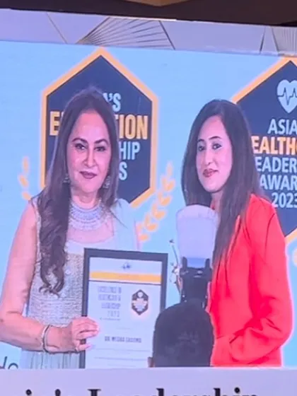 A close-up of the award presentation. This honor reinforces my commitment to excellence in healthcare and leadership.