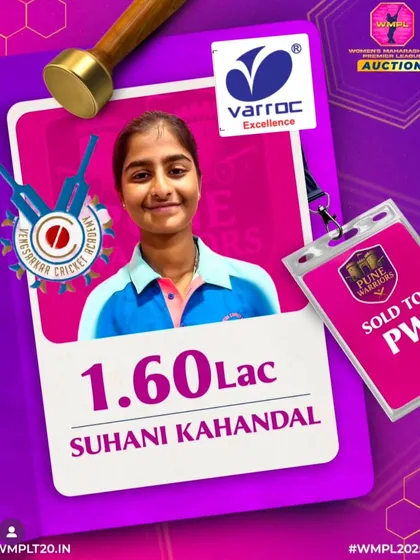 Suhani Kahandal's selection for a significant sum shows the value teams place on players trained at our academy.