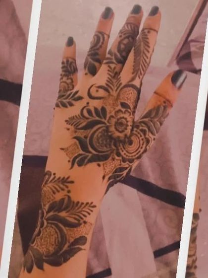 A stylish and modern take on a full-hand design, with a crescent moon detail.