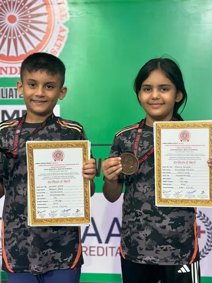 The first step to the world stage. Mishty and Shivam with their gold medals from the FMMAI National Championship, which earned them a spot on Team India. National wins are the gateway to international glory.