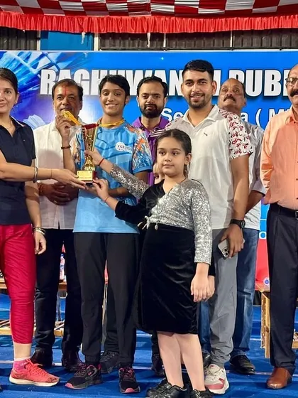 A huge achievement for Alina Jain, winning the individual gold medal at the CBSE Cluster tournament in MP. Here she is, celebrating with the officials and her well-deserved trophy.